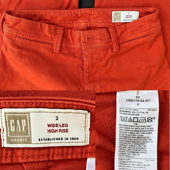 womens GAP high rise wide leg cropped orange denim jeans - size 2 - Picture 2 of 2